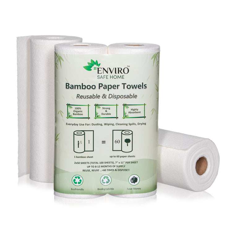 Bamboo Paper Towels 100 Sheets Reusable & Disposable 