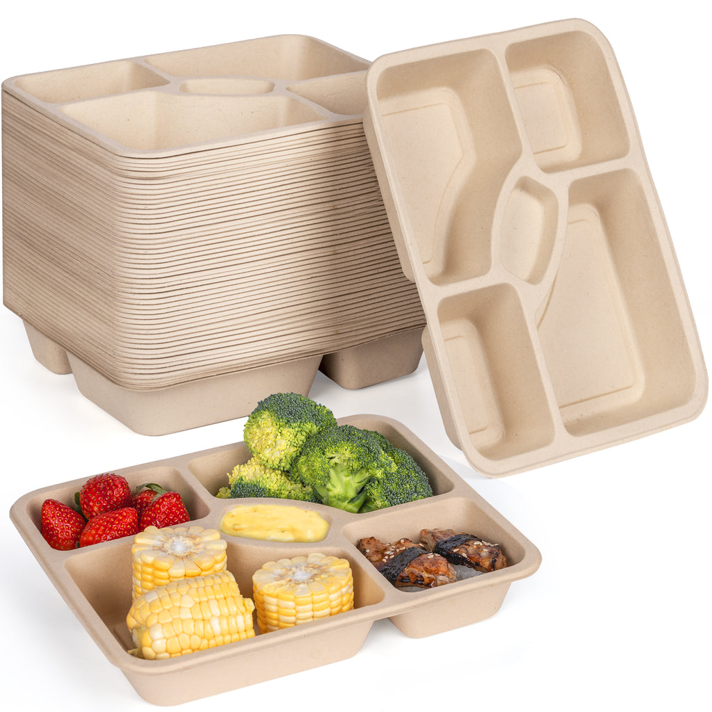Enviro Safe Home - Disposable & Compostable Bamboo Meal Prep Container 34oz  (1000ml) - 50 Pack