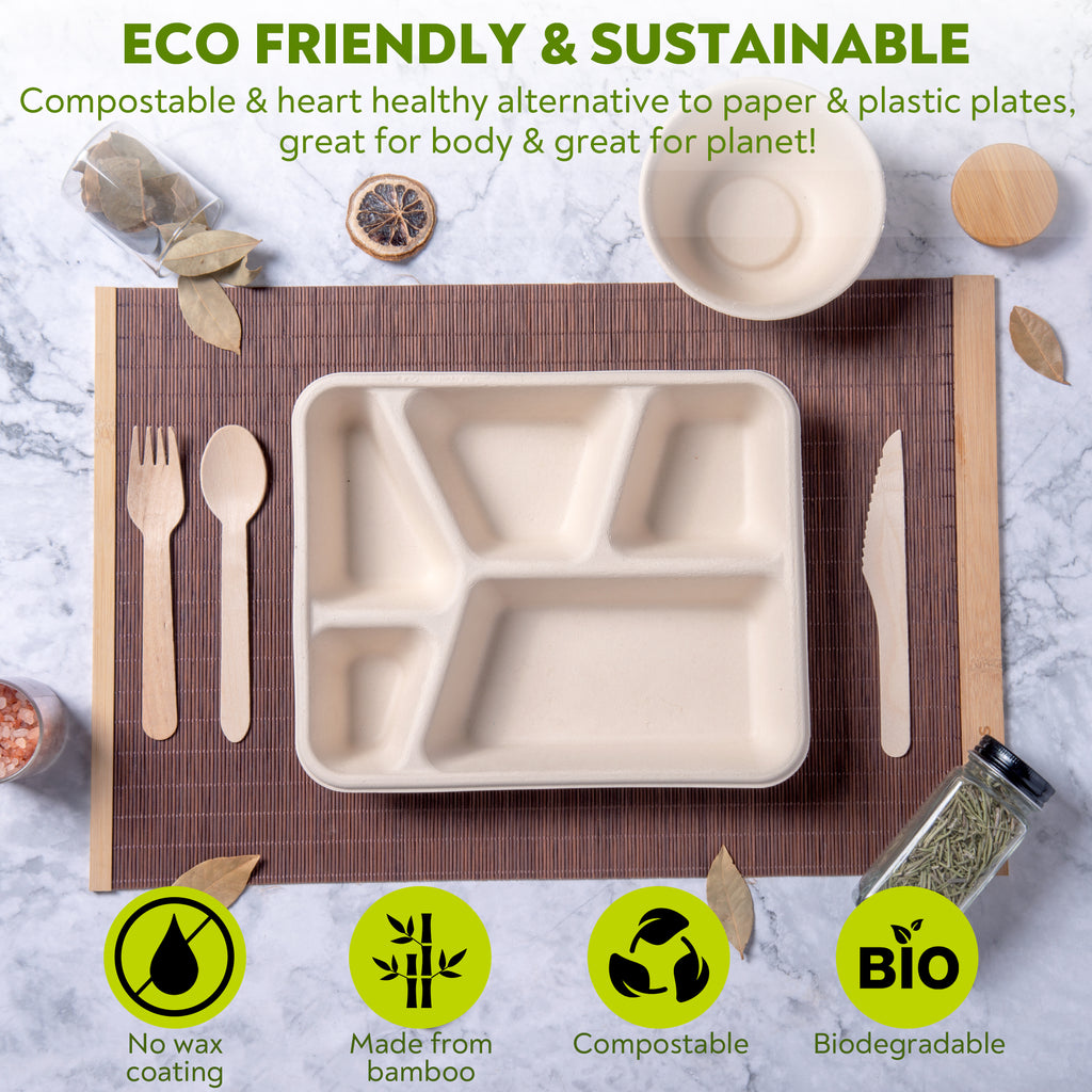 Enviro Safe Home Disposable Meal Prep Containers - Compostable Food Storage  Container with Lid - 50 Pack, 34oz - Microwavable, Oven Safe